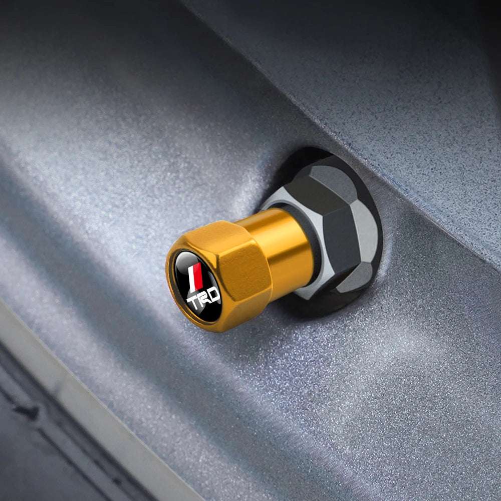4PCS Car Badge Wheel Tires Valve Caps Metal Tyre Dust Covers For Toyota Fortuner Chr Verso Prius Hiace Trd Yaris Corolla Camry