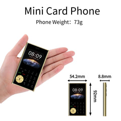 Credit Card Size Mini Phone Unlocked Dual SIM Ultra Thin 2.0" Display Pocket Cellphone Voice Changer Speed Dial Flashlight