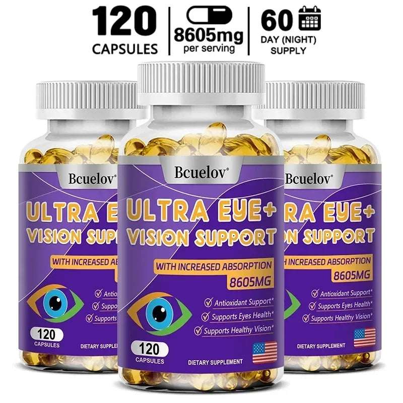 Eye Vitamins with A Blend of Lutein, Zeaxanthin and Bilberry Extract for Macular Fatigue, Dry Eyes and Vision Health in Adults