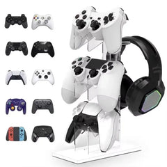 حامل وحدة تحكم عالمي ثلاثي الطبقات وحامل سماعة رأس لجهاز PS4 PS5 XBOX ONE SWITCH، حامل وحدة تحكم ملحقات الألعاب