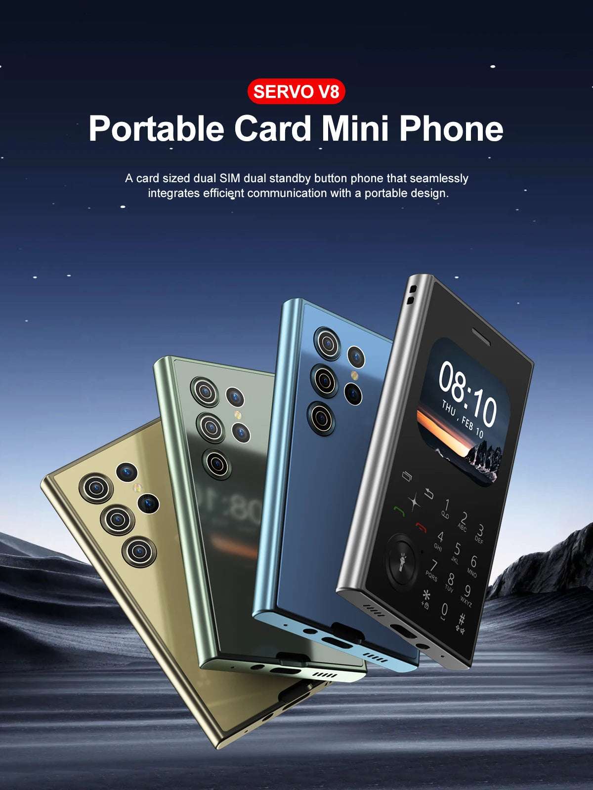 New SERVO V8 Card Cellphone 2G GSM FM Radio Magic Voice MP3 Player Dual SIM Fashion Functional Small Mobile Phone Headphone Jack
