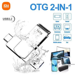 محرك أقراص فلاش USB 3.2 من شاومي بسعة 16 تيرابايت، بطاقة ذاكرة معدنية عالية السرعة، محرك أقراص فلاش، محرك أقراص فلاش، عصا مقاومة للماء