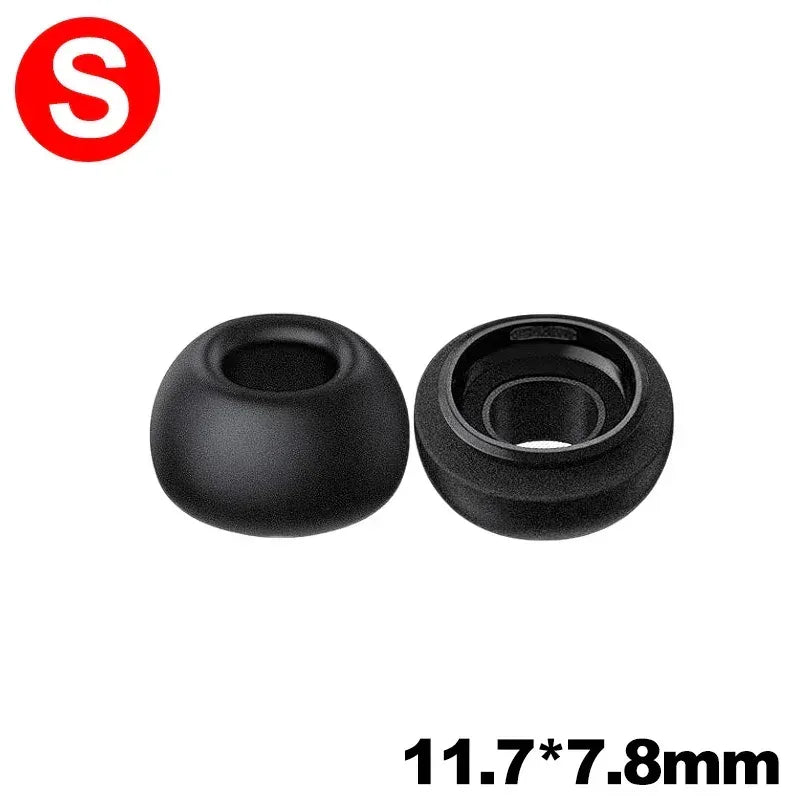 Memory foam ear tips, dark gray pair, anti-slip fit, 11.7×7.8mm.