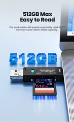 قارئ بطاقات Olaf 5 في 1 Otg Type C قارئ بطاقات Micro Sd محرك أقراص فلاش قارئ بطاقات الذاكرة الذكية USB 2.0 Tf Cf محول قارئ البطاقات