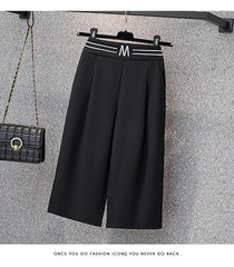 High Waist Straight Leg Elastic Women's Seven-Foot Pants Casual Outdoor Wear Summer Slimming Spor Wide Leg orts
