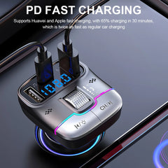 Bluetooth 5.3 Fm Transmitter Wireless Dual USB PD Adapter MP3 Player 3.1A Fast Charger Car Accessories