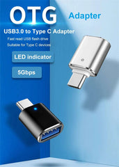 USB 3.0 To Type C Adapter  LED OTG To USB C USB-A To Micro USB Type-C Female Connector For HUAWEI Samsung Xiaomi  POCO Adapters