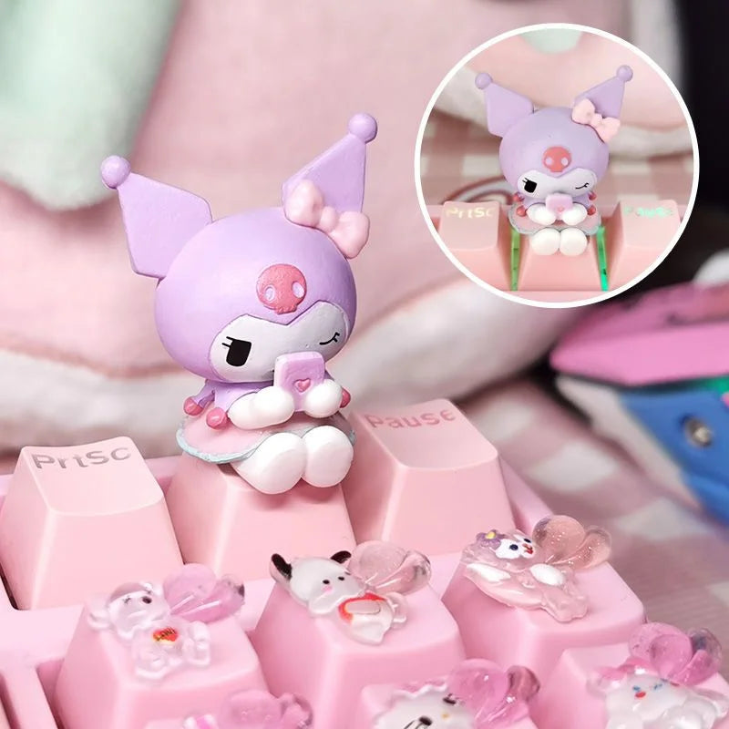 Single Keycap for Cross Axis Mechanical Keyboard Special Keycap Cute KT Kuromi Melody Pink Additional Keycap