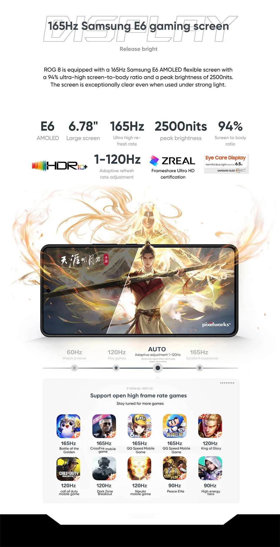 ASUS ROG 8 & 8 pro android 5G Gaming Phone Global Rom Snapdragon 8 Gen 3 6.78'' 165Hz AMOLED Screen 5500mAh 65W Fast Charge