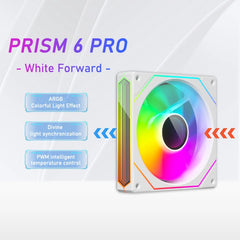 مروحة تبريد هادئة للكمبيوتر ZEZZIO PRISM 6 PRO 120 مم ARGB للتحكم في درجة الحرارة PWM 5 فولت 3 سنون مرآة لا متناهية ثلاثية الجوانب
