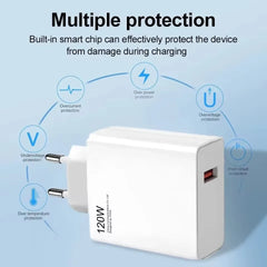 Xiaomi Original 120W Ultra Fast Charger QC 5.0 EU Plug 6A Type C Cable For IPhone Pro Max Samsung Rapid Charging Adapter 2025
