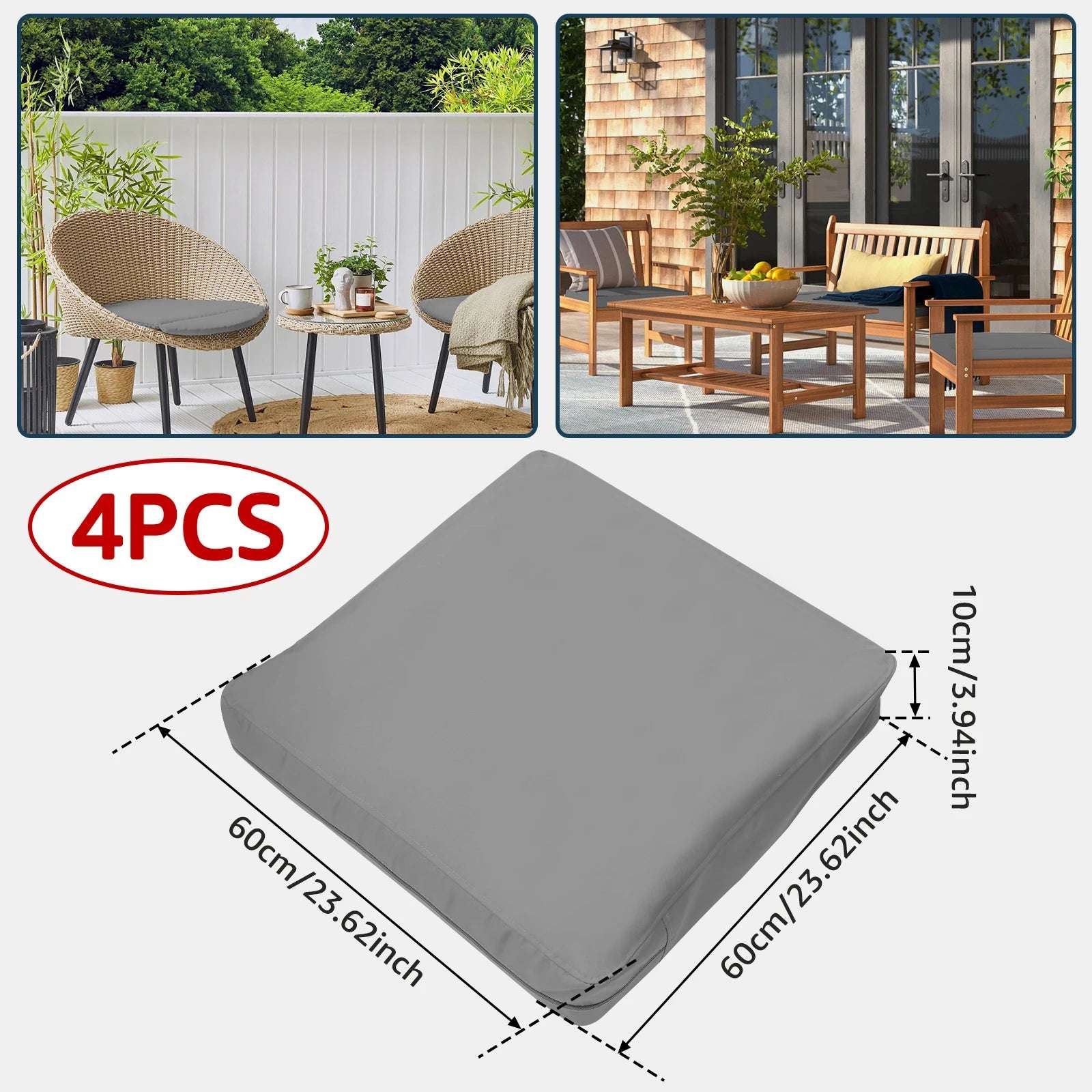 4Pcs Patio Cushion Cover 24×24in Waterproof Sofa Seat Cushion Covers Replacement Elastic Protector Minimalist Outdoor Cushion