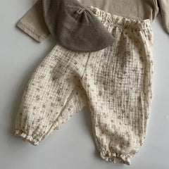 Summer New Baby Pants Korean Kids Spring Organic Cotton Loose Tiger Bear Floral Print Pants Boys And Girls Lantern Trousers
