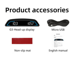 AD Car Speedometer With Alarm Water Temperature Meter G3 GPS / B3 OBD Head Up Display Accessories Auto Tachometer Clock Time