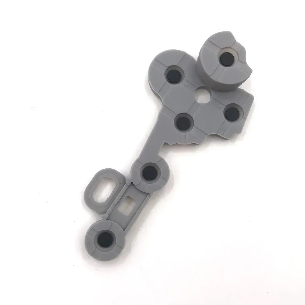 Conductive d-pad contact rubber button, gray piece with translucent bar and black contacts