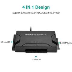 محول محرك الأقراص الصلبة SATA/IDE إلى USB 3.0 لمحول محرك الأقراص الصلبة العالمي 2.5/3.5 بوصة IDE SATA HDD SSD مع محول طاقة 12 فولت 2 أمبير