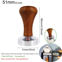 51mm 53mm 58mm Espresso Tamper Coffee Barista Flat Base Coffee Tampers With Wood Handle