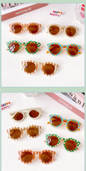 2023 New Kids Cute Checker Panel Color Round UV400 Sunglasses Baby Girls Outdoor Sun Protection Sunglasses Children Sun Glasses