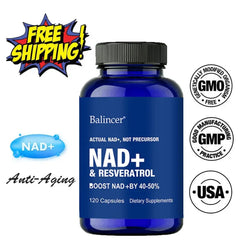 Anti-Aging NAD+ and Resveratrol Supplement Capsules - with Niacinamide, Natural Energy and Cellular Health, Skin Health