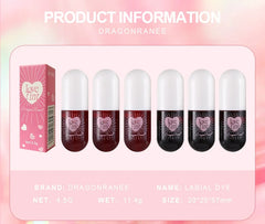 Dragonranee Lip Dye Liquid Lip Glaze Cute Waterproof Non-Stick Liquid Lipstick 6 Colors Available