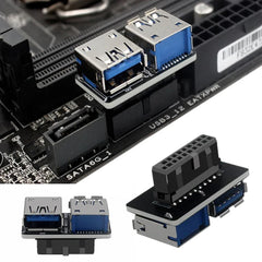 Female Motherboard Adapter USB 3.0 19 20 Pin Socket to Dual USB 3.0 A Splitter Anti-Interference Ability Stability