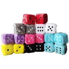 1Kit Fuzzy Plush Dice with Dots Retro Square Plush Hanging Mirror Fuzzy Dices Kid Toys For Pink Car Interior Ornament Decoration