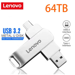 محرك أقراص USB 3.2 USB 3.2 من لينوفو بسعة 64 تيرابايت و16 تيرابايت و2 تيرابايت ومحرك أقراص USB محمول عالي السرعة من المعدن ومحرك أقراص SSD من Cle U Disk Flash Drive Memoria
