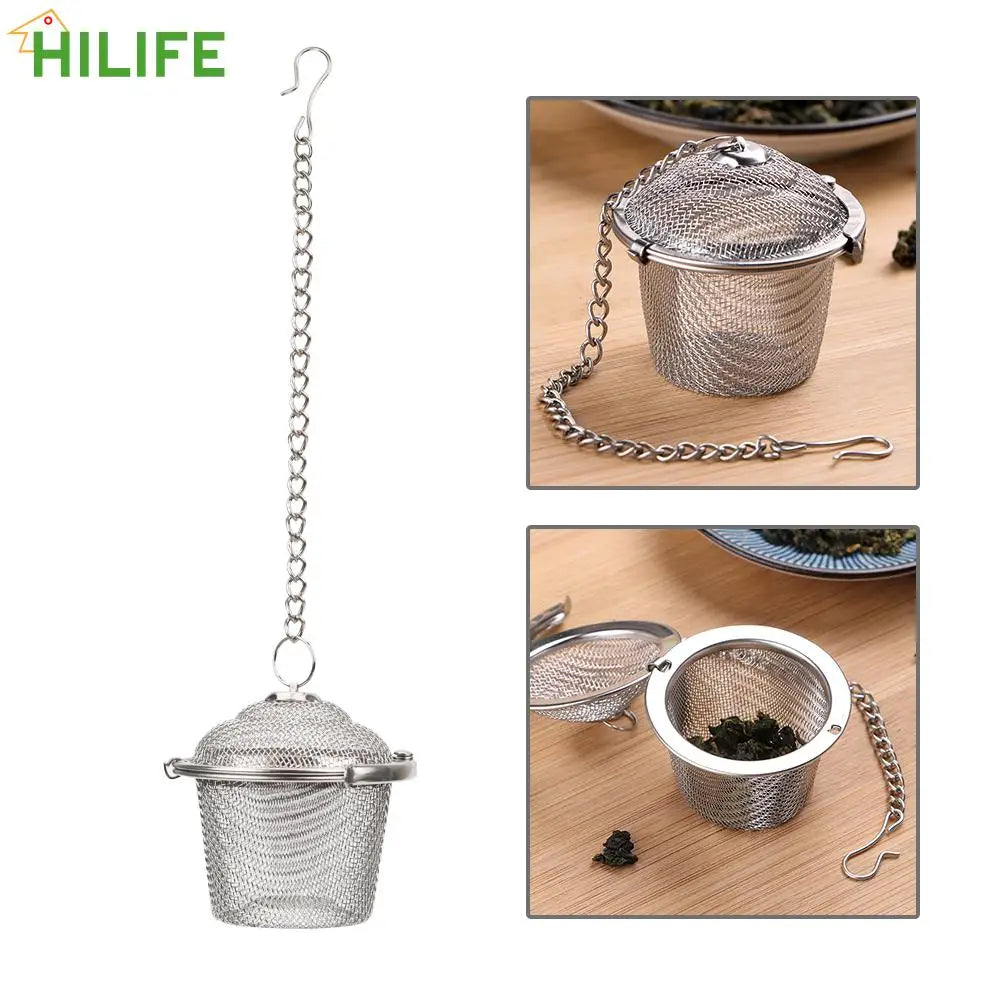 Tea Spice Strainer Seasoning Ball Mesh Herbal Ball Stainless Steel Teakettle Locking Tea Filter Reusable Diameter 4.5cm
