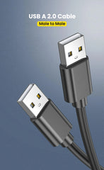 كابل NIERBO USB إلى USB من النوع A ذكر إلى ذكر Superspeed USB 2.0 من النوع A ذكر إلى النوع A ذكر كابل 24 / 28AWG بطول 1.5 متر و5 أقدام أسود