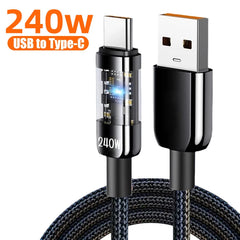 240W Fast Charging Cable USB To TypeC High Speed Data Transfer Antibreak Data Line for Samsung IPhone Xiaomi HUAWEI Macbook IPad