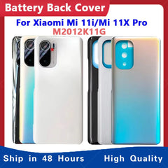 غطاء خلفي للبطارية لهاتف Xiaomi Mi 11i M2012K11G Mi 11X Pro، لوحة زجاجية ثلاثية الأبعاد، غطاء خلفي، لاصق، استبدال + عدسة كاميرا