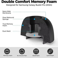 أطراف أذن من إسفنج الذاكرة لسماعات Samsung Galaxy Buds 3 Pro، أطراف أذن ناعمة، سدادات أذن مضادة للانزلاق، أطراف أذن لسماعات Buds3 Pro، حافظة سماعة الأذن