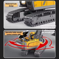 Four-Wheel Drive Remote Control Excavator 4x4 Alloy Dump Truck Excavator Loader Model Construction Vehicle Toy Children's Gift