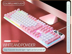 K500 Keyboard Mixed Color White Pink Keycaps 104 Keys Wired Gaming Keyboard for Laptop PC