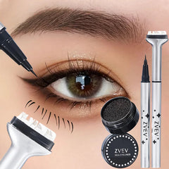 مجموعة ZVEV Lazy Lower Eyelash Stamp Eyeliner المقاومة للماء والعرق لا تفقد اللون 2 في 1 مناسبة للمبتدئين