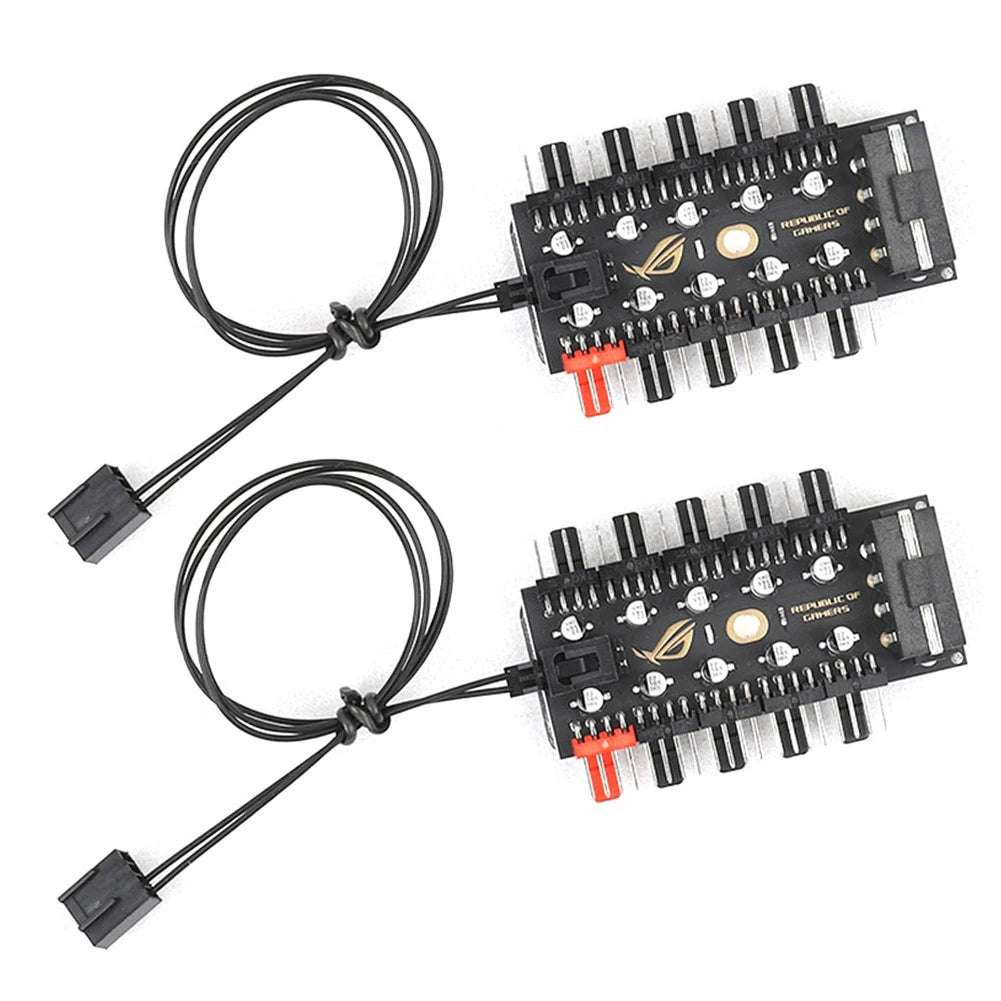 Motherboard 1 to 10pin fan 4 Pin PWM Cooler Fan HUB Splitter Extension 12V Power Supply Socket PC Speed Controller Adapter