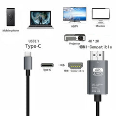 محول USB C إلى HDMI 4K 60Hz كابل نوع C كابل محول HDTV لجهاز iPhone 15 TV محول MacBook Air iPad Samsung Laptop