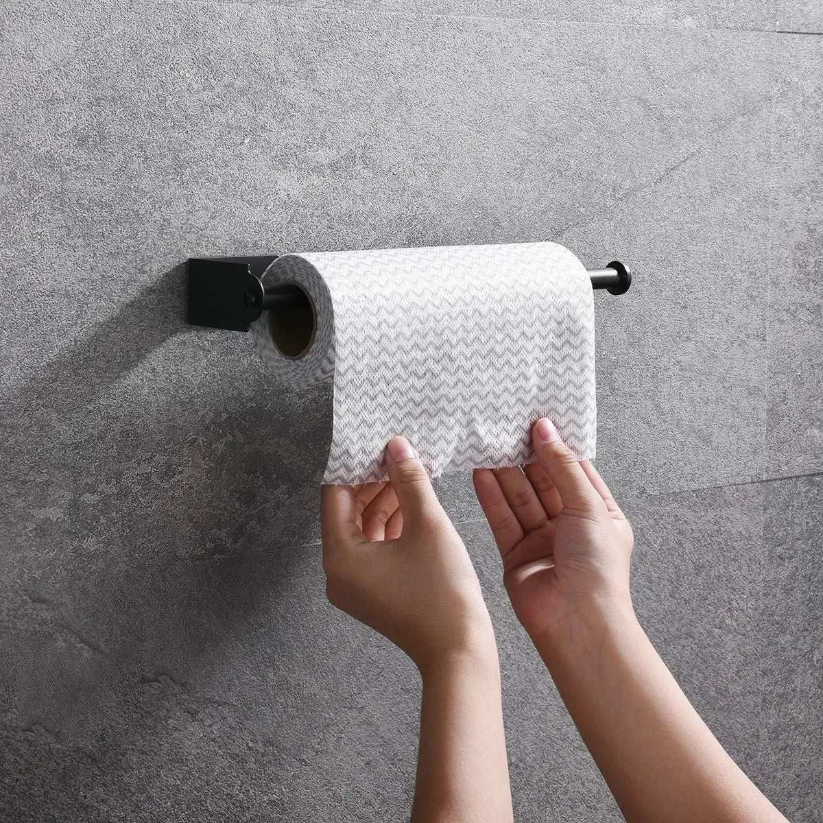 Self Adhesive Toilet Paper Towel Holder Punch-free Roll Paper Holder Kitchen Hook Storage Holder Stainless Steel Wall Mount Hook