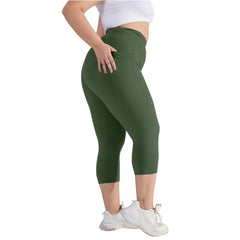 Plus size yoga pants for women Leggings fitness tummy tuck butt lift slim yoga pants with pocket summer sports cropped trousers