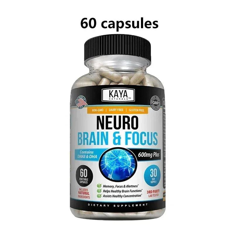 Neuro Brain & Focus supplement bottle showing 60 capsules on label