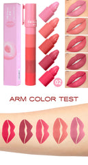 5-in-1 Fruit Velvet Matte Lipstick Set, Long-Lasting, Highly Pigmented, Moisturizing Lip Balm, Smooth Application for Soft lips