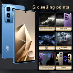هاتف Global Vision S25 Ultra الذكي بنظام أندرويد 4100 مللي أمبير/ساعة وذاكرة وصول عشوائي (RAM) سعة 8 جيجابايت وذاكرة قراءة فقط سعة 256 جيجابايت وشاشة 6.8 بوصة ودقة 720x1600HD بدقة 16+32 ميجابكسل وشبكة 4G و5G