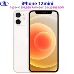 هاتف Apple iPhone 12 mini الأصلي غير مقفل بذاكرة وصول عشوائي (ROM) سعة 64/128/256 جيجابايت وشاشة 5.4 بوصة وتقنية 5G وخاصية التعرف على الوجه، جديد بنسبة 97%
