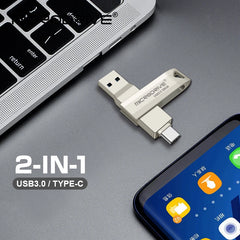 Type C 3 in 1 USB 3.0 Flash Drive 64GB 128GB 256GB pendrive pen drive real capacity usb memory stick for phone and pc