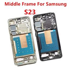 S23 لهاتف Samsung Galaxy S23 S911 إطار وسطي لوحة غطاء شاشة LCD إطار استبدال أجزاء الإصلاح + أزرار جانبية