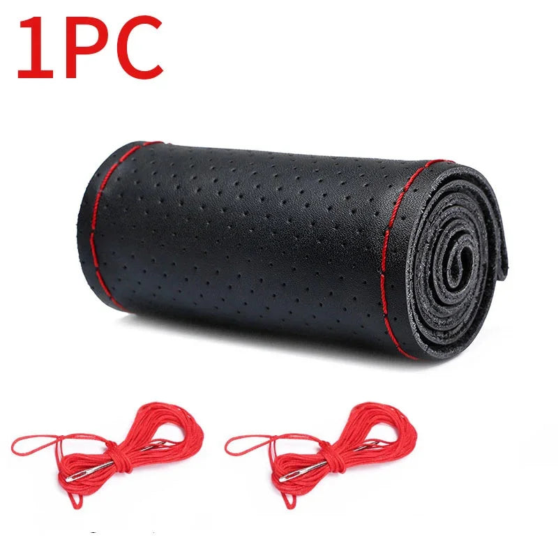 Genuine Leather Steering Wheel Cover For Car Braiding Steering Wheel Protector Covers Anti Scratch Steering Accessories