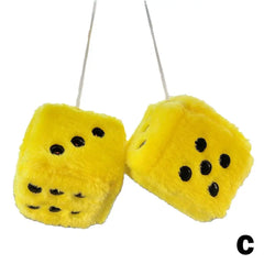 1Kit Fuzzy Plush Dice with Dots Retro Square Plush Hanging Mirror Fuzzy Dices Kid Toys For Pink Car Interior Ornament Decoration
