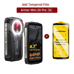 هاتف Ulefone Armor Mini 20 Pro 5G 4.7 بوصة هاتف متين 64 ميجابكسل كاميرا ليلية أندرويد 14 هاتف ذكي 6200 مللي أمبير 16 جيجابايت + 256 جيجابايت هاتف محمول LED