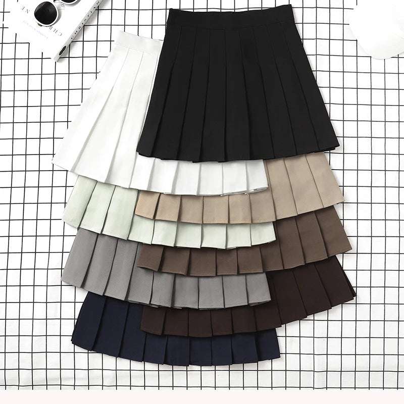 Brown Skirt Ladies 2022 Summer Clothes Women's High Waist Harajuku Korean Style Black Mini Pleated Skirt For School Girl Uniform