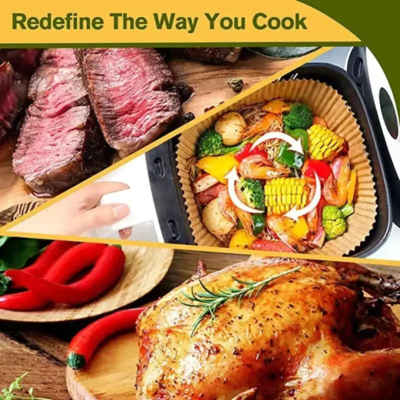 50/100pcs Air Fryer Disposable Liners, Non-Stick Airfryer Baking Papers, Non-stick Parchment Paper for Baking Roasting Microwave